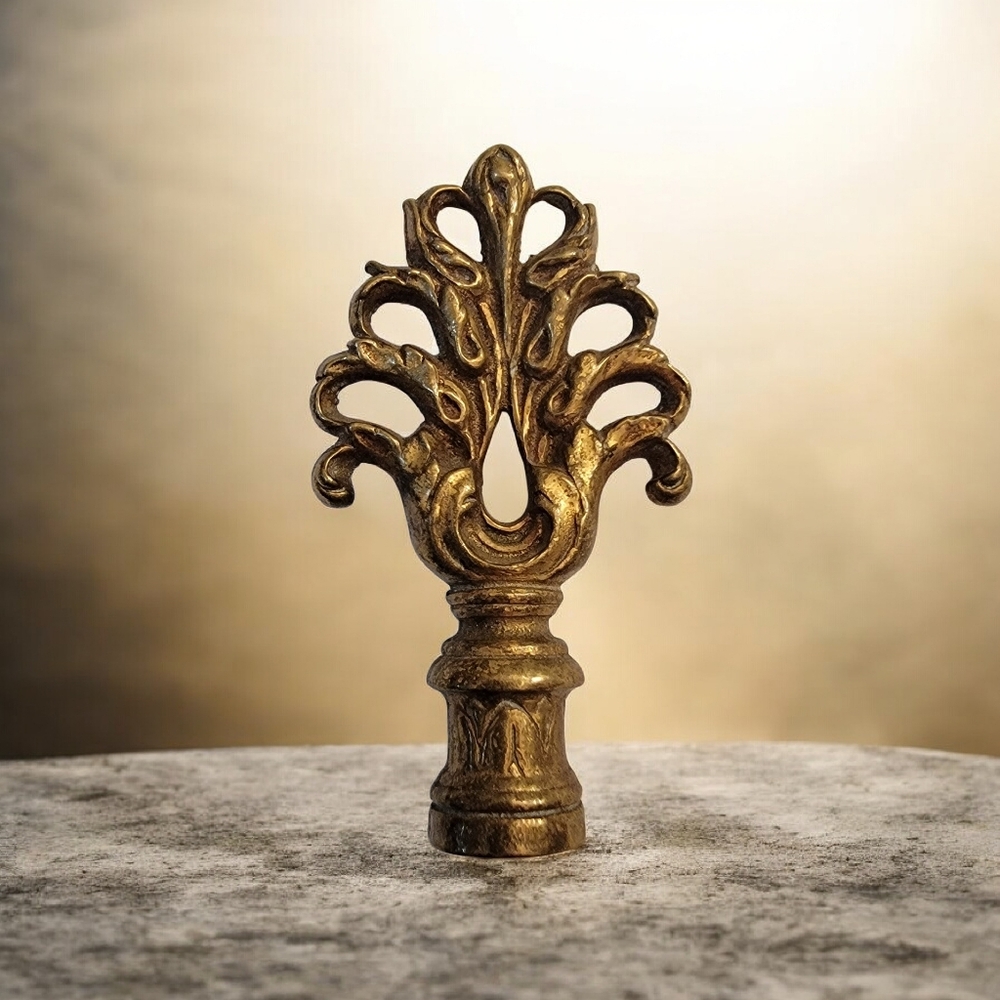Vintage Brass Filigree Lamp Finial